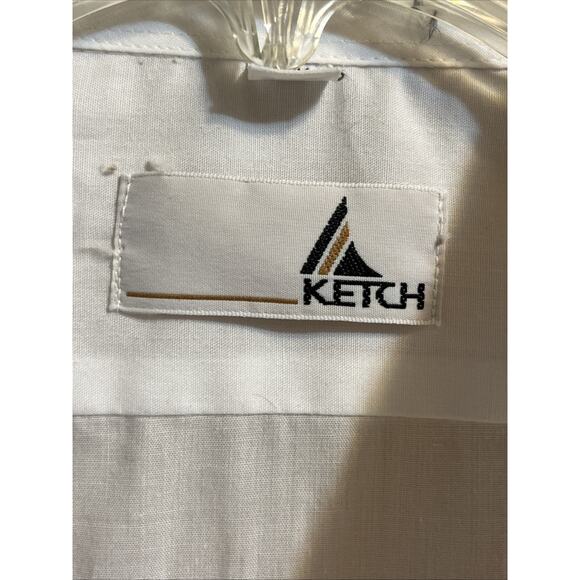 Ketch VTG men’s 15.5 White Red Half Sleeve Cotton Polyester Button down shirt - Picture 3 of 7
